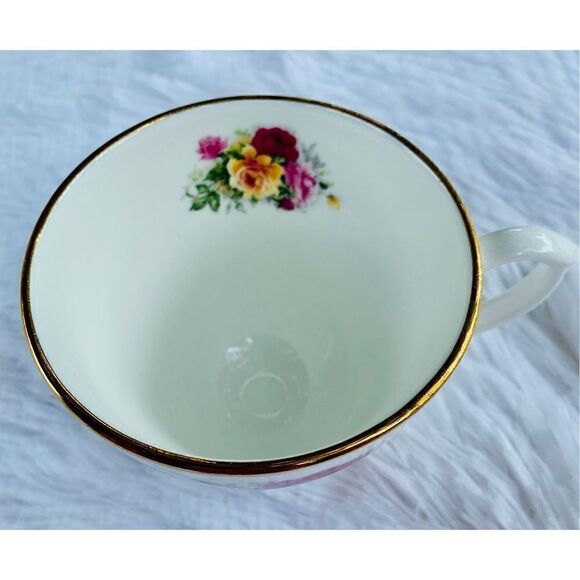 Vintage Golden Crown Fine Bone China Rose Teacup And Saucer Set - Picture 7 of 12